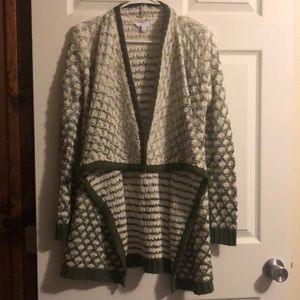 Green and Tan Open Long Sweater